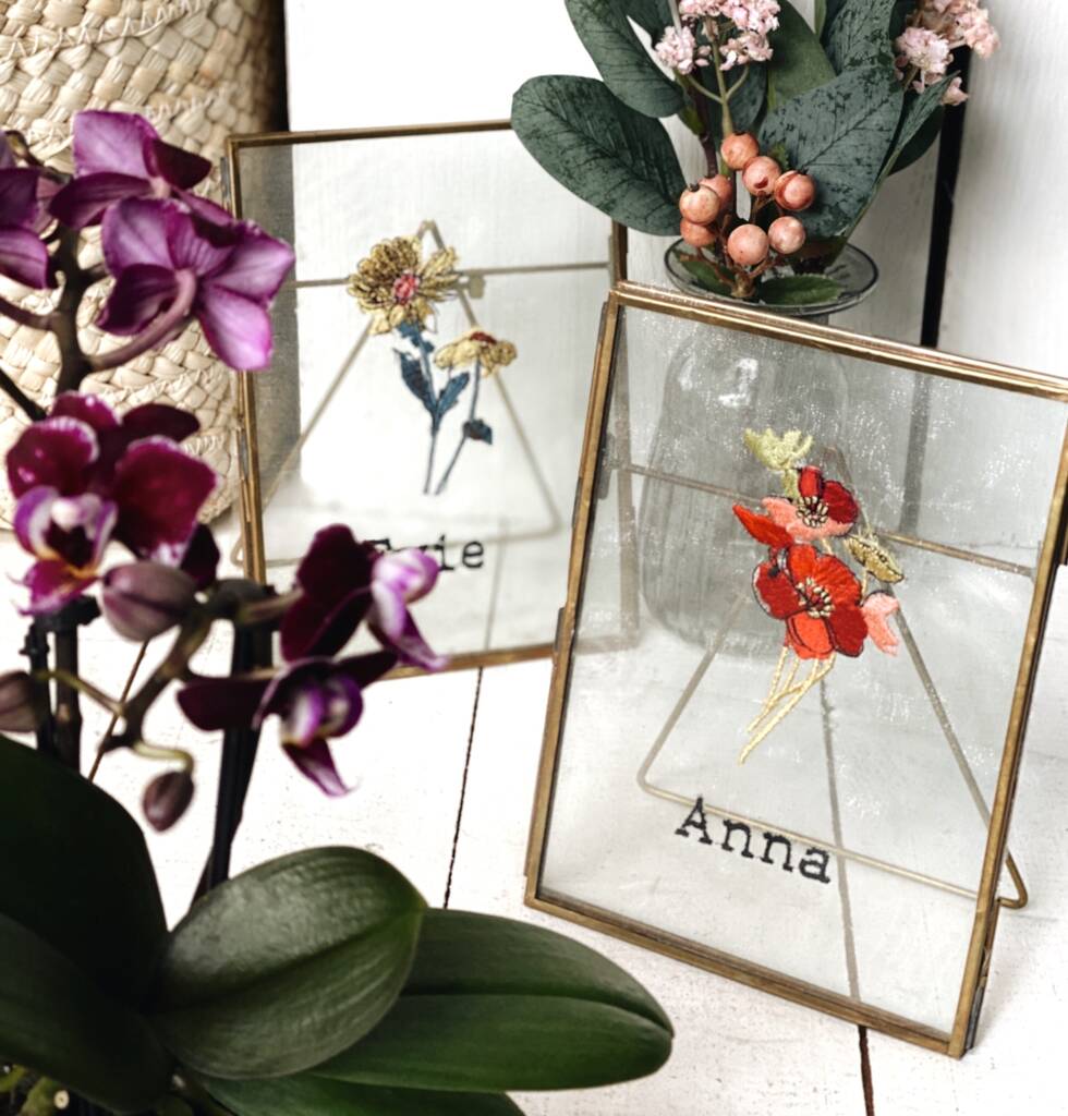 Personalised Birth Flower In A Frame Letter Box Gift, 1 of 8