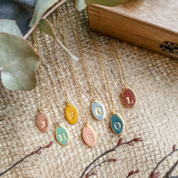 Initial Oval Pendant 24k Gold Necklace, 2 of 9