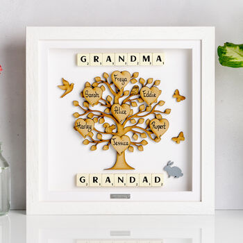 Wooden Personalised Grandma And Grandad Family Tree Gift, 6 of 12