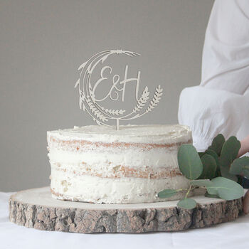 Personalised Floral Wooden Wedding Cake Topper, 3 of 5