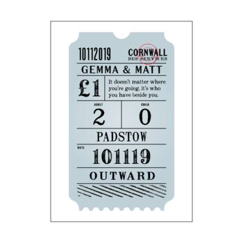 Vintage Personalised Bus Ticket Print, 3 of 6