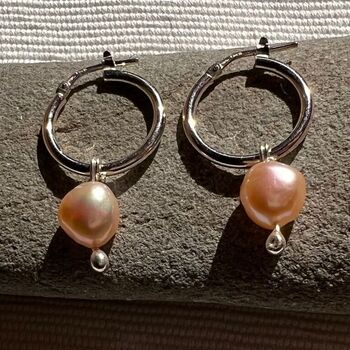 Pearls On Sterling Silver Hoop Earrings, 4 of 6