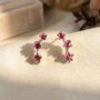 Minimalist Ruby July Birthstone Climber Silver Earrings, thumbnail 1 of 3