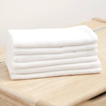 Muslin Square Burp Cloth Pure White Set Of Three, 4 of 5
