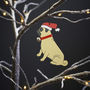 Pug Christmas Tree Decoration, thumbnail 1 of 3