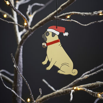 Pug Dog Christmas Tree Decoration Personalisation Available, 4 of 4