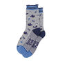 Blackbirds Garden Leaves Women's Bamboo Socks Grey, thumbnail 4 of 4