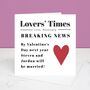 Next Valentine's Day We'll Be Married Newspaper Card, thumbnail 2 of 2