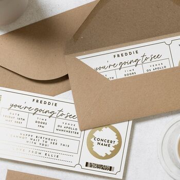 Personalised Concert Ticket Scratch Reveal Gift Voucher, 8 of 9