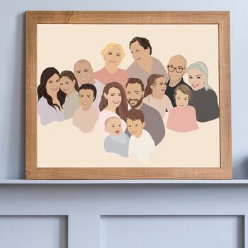 Custom Family Portrait Personalised Art Print, 10 of 11