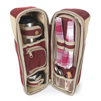 Deluxe Two Person Flask And Mug Picnic Set Mulberry Red, 3 of 8