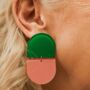 The Chloe Pink And Green Combo Statement Earring, thumbnail 4 of 4