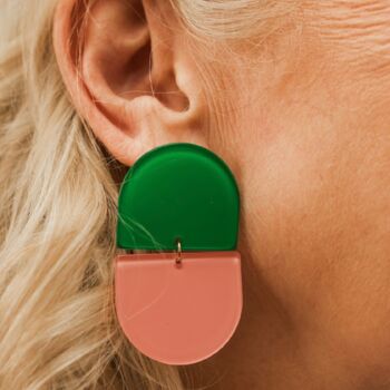 The Chloe Pink And Green Combo Statement Earring, 4 of 4