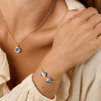 Handmade Blue Floral Clay Adjustable Bracelet, 8 of 8