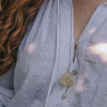 Raw Lemon Quartz Crystal Pendant In Silver, 2 of 4