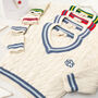 Red And Blue Stripe Cream Baby Cricket Jumper, thumbnail 4 of 11