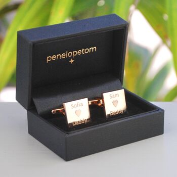Personalised Rose Gold Love Daddy Cufflinks, 2 of 7