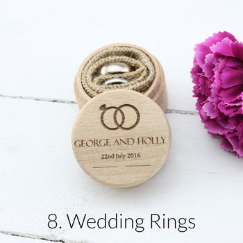 Personalised Wooden Wedding Ring Box In Nine Designs, 9 of 12