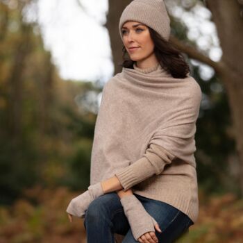 Cashmere Ribbed Beanie And Wrist Warmer Set, 6 of 7