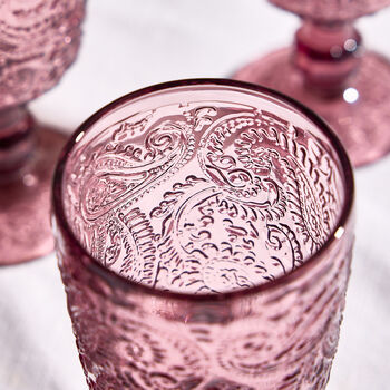 Set Of Four Amethyst Paisley Wine Goblets, 5 of 10