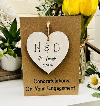 Personalised Engagement Card Heart Wooden Keepsake, 2 of 5