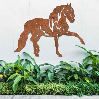 Rusted Metal Walking Horse, Animal Wall Art Decor, 8 of 10