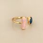 Gold Plated Asymmetric Ring With Blue And Pink Inset, thumbnail 3 of 3
