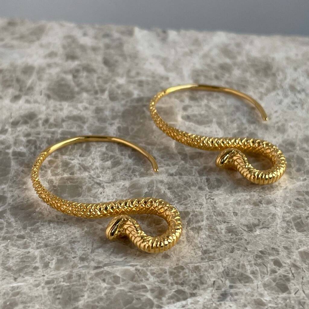 Sterling Silver Gold Cobra Hoop Earrings By Secret Halo