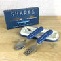 Shark Design Spoon And Fork Children's Cutlery Set, thumbnail 1 of 11