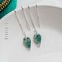 Moss Agate Threader Earrings Natural Crystal Earrings, thumbnail 1 of 11