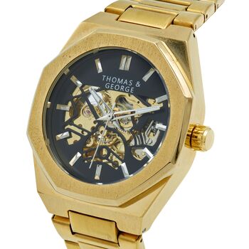 Mens Watch Automatic Skeleton Watch London Gold Edition, 3 of 8