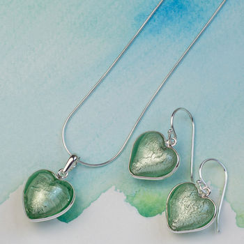 Heart Necklace And Earring Set In Murano Glass, 11 of 12