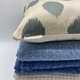 Ikat Silk Cushion Pale Blue Paint Brush, thumbnail 5 of 10