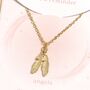 Feather Pendant Carded Necklace In Gold Or Silver, thumbnail 3 of 3