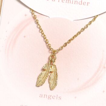 Feather Pendant Carded Necklace In Gold Or Silver, 3 of 3