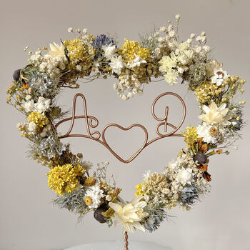 Customised Initials Dried Flower Heart Cake Topper, 4 of 9