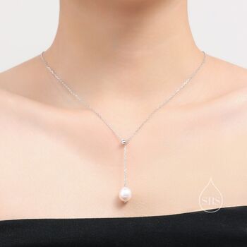 Natural Pearl Lariat Pendant Necklace, 6 of 10