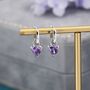 Sterling Silver Amethyst Purple Trillion Cut Cz Hoop Earrings, thumbnail 1 of 12