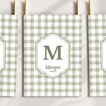 Personalised Sage Gingham Art Print, 3 of 6