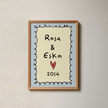 Personalised Couples Name And Year Print, 7 of 8
