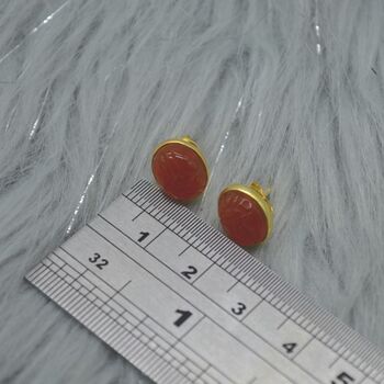 Carnelian Stud Earrings: Silver Or Gold, 5 of 9