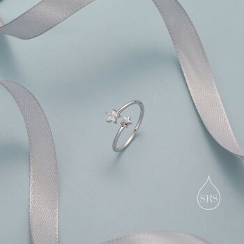 Double Star Open Ring In Sterling Silver, 5 of 10