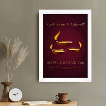 Personalised Diwali Diyas Wall Print, 3 of 6