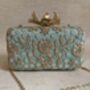 Mint Green Handcrafted Flower Clasp Clutch Bag, thumbnail 5 of 9