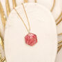 Pink And Gold Foil Marbled Hexagon Pendant Necklace, thumbnail 1 of 4
