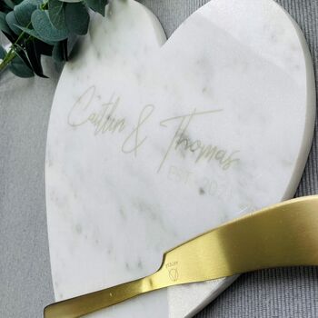 Personalised Heart Shaped Marble Serving Platter, 3 of 4