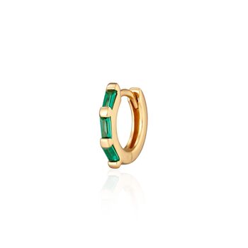 Green Baguette Single Cartilage Hoop Earring, 7mm, 3 of 5