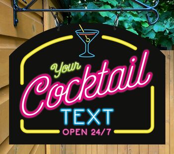 Neon Cocktail Bar Personalised Pub Sign/Bar Sign, 3 of 8