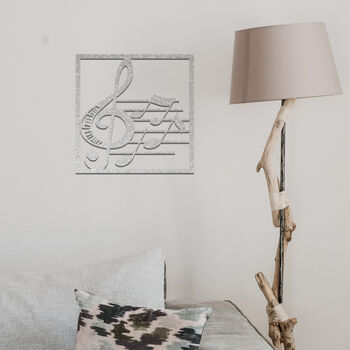Metal Treble Clef And Notes Square Frame Wall Art Decor, 9 of 11