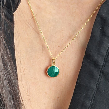 Gold Vermeil Plated Green Onyx Pendant Necklace, 2 of 5